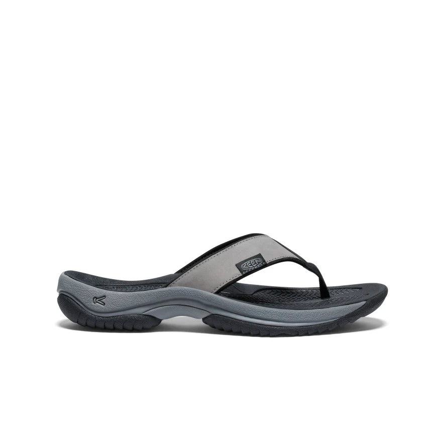 Men's Kona Leather Flip-Flop  |  Steel Grey/Black